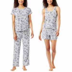 NWT Lucky Brand Women's 4 Piece Drawstring Pajama Set Blue Size M $85 EE397